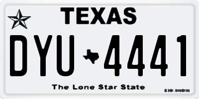 TX license plate DYU4441