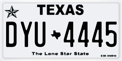 TX license plate DYU4445