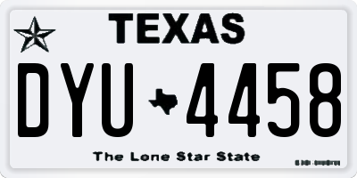 TX license plate DYU4458