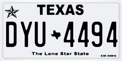 TX license plate DYU4494