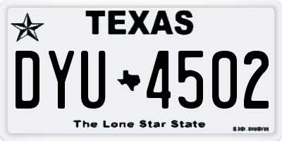 TX license plate DYU4502