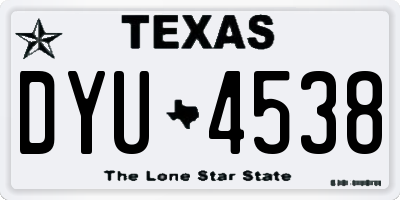 TX license plate DYU4538