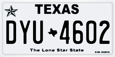 TX license plate DYU4602
