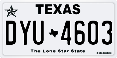 TX license plate DYU4603