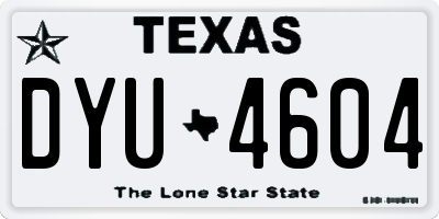 TX license plate DYU4604
