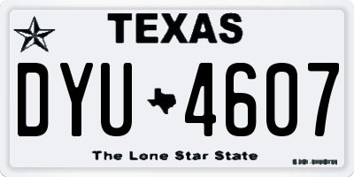TX license plate DYU4607