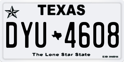 TX license plate DYU4608