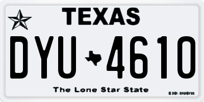 TX license plate DYU4610