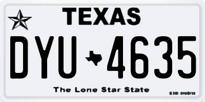 TX license plate DYU4635