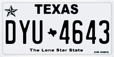TX license plate DYU4643