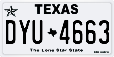 TX license plate DYU4663