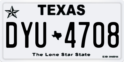 TX license plate DYU4708