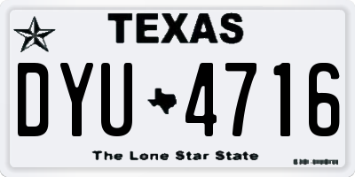 TX license plate DYU4716