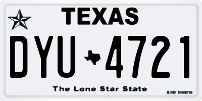 TX license plate DYU4721