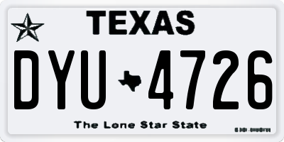 TX license plate DYU4726
