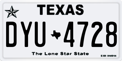 TX license plate DYU4728