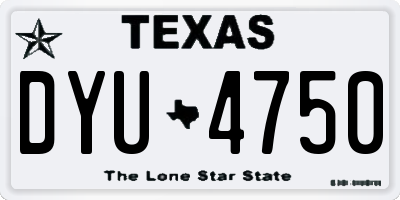 TX license plate DYU4750