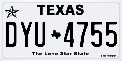 TX license plate DYU4755