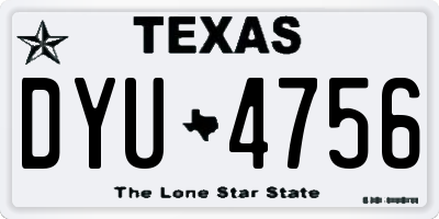 TX license plate DYU4756