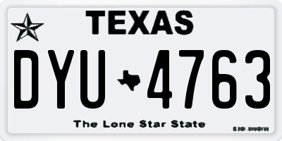 TX license plate DYU4763