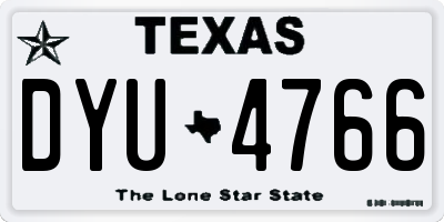 TX license plate DYU4766
