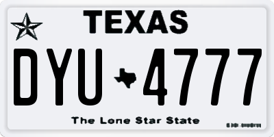 TX license plate DYU4777