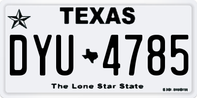 TX license plate DYU4785