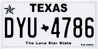 TX license plate DYU4786