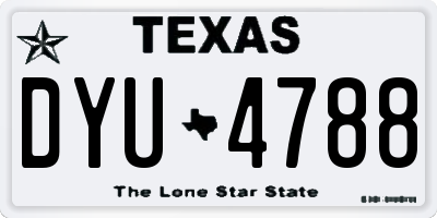 TX license plate DYU4788