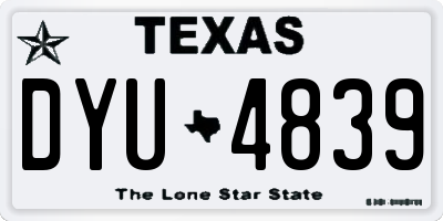 TX license plate DYU4839
