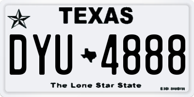 TX license plate DYU4888