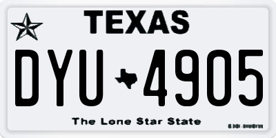 TX license plate DYU4905