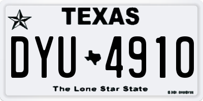 TX license plate DYU4910
