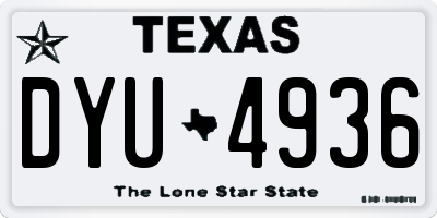 TX license plate DYU4936