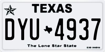 TX license plate DYU4937
