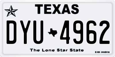 TX license plate DYU4962