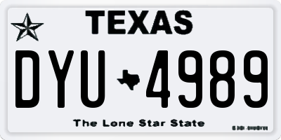 TX license plate DYU4989