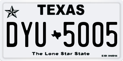TX license plate DYU5005