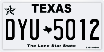 TX license plate DYU5012