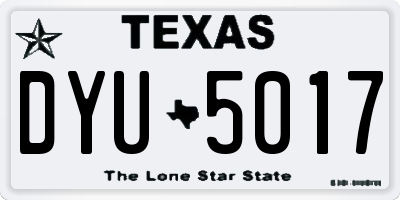 TX license plate DYU5017
