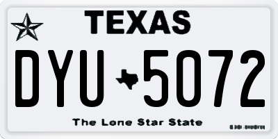 TX license plate DYU5072