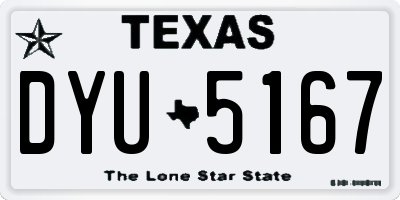 TX license plate DYU5167