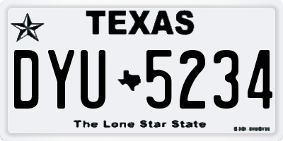 TX license plate DYU5234