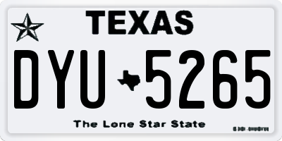 TX license plate DYU5265