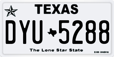 TX license plate DYU5288