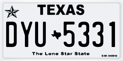 TX license plate DYU5331