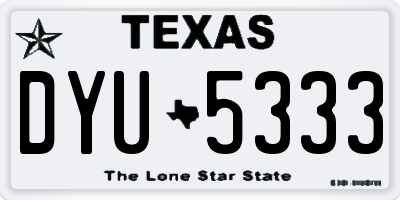 TX license plate DYU5333