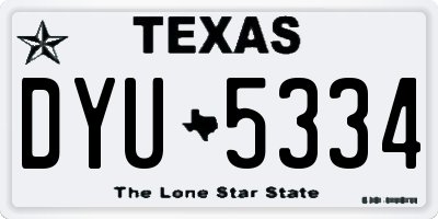 TX license plate DYU5334