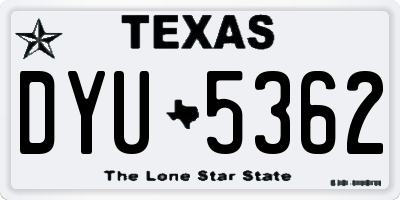 TX license plate DYU5362