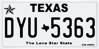 TX license plate DYU5363